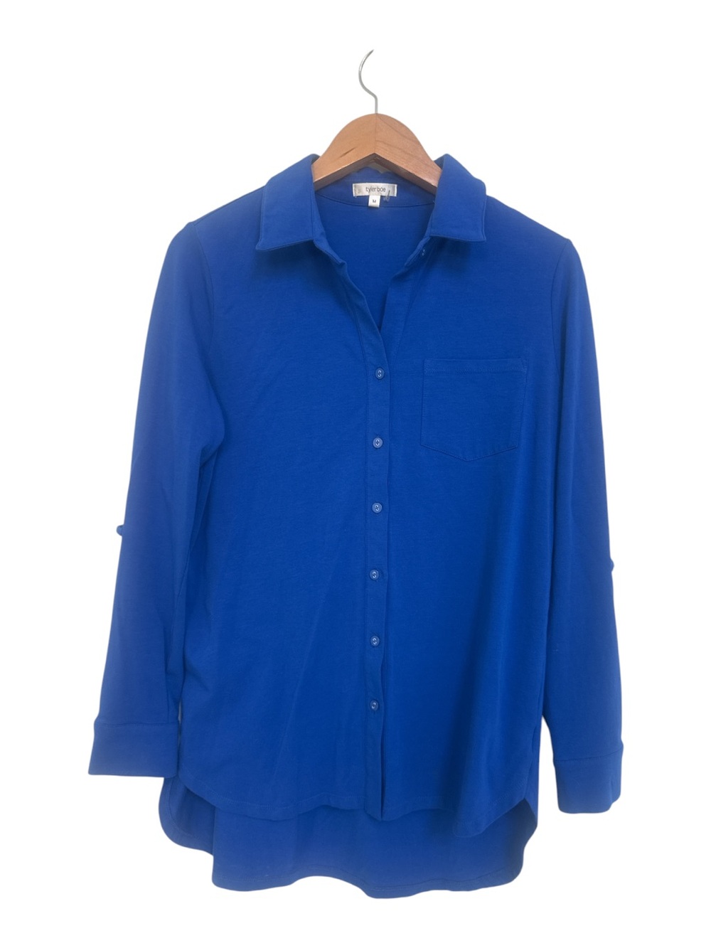 Tyler Boe Blue Button-Up Tunic Shirt